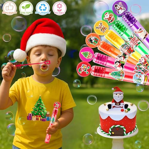 MDNHIO 24-Pack Christmas Bubble Wands Party Favors for Kids