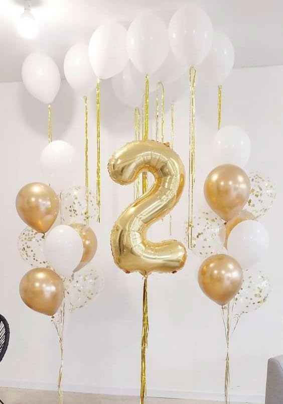 Light Gold 40 Inch Number Balloons by [Brand Name] - Perfect for 2nd, 12th, 21st Birthday & Celebration Decor
