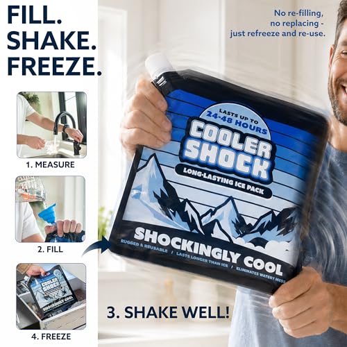 Reusable Ice Packs for Coolers - Add Water/Medium 4 Pack - Long Lasting Cold Freezer Packs for Camping, Fishing, Road Trips, Beach