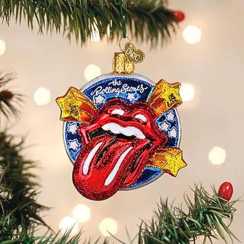 Old World Christmas Rock & Roll Tongue Glass Ornament for Christmas Tree - Handcrafted Music Keepsake
