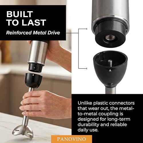 Black Handheld Immersion Blender with 7-Speed Control - PANOVINO