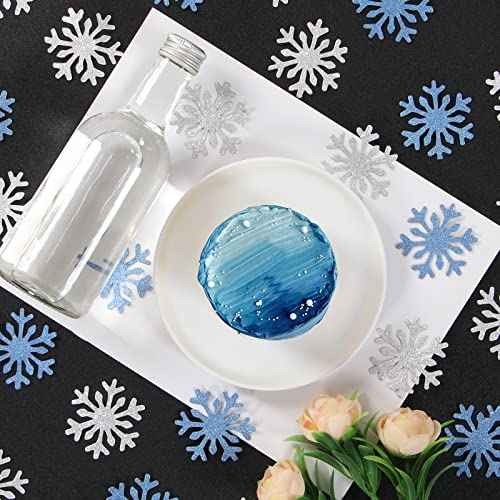 Snowflake Snow-White Party-Decorations Frozen Confetti - 100pcs Glitter Paper decor Christmas Silver Blue Table Confetti,Winter Wonderland Birthday Party Supplies New Year Decor Lasting Surprise