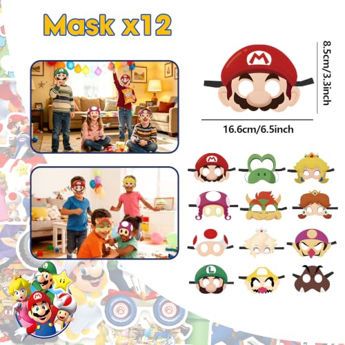 Super Mario Party Favors Set - 122pcs Birthday Supplies for Kids