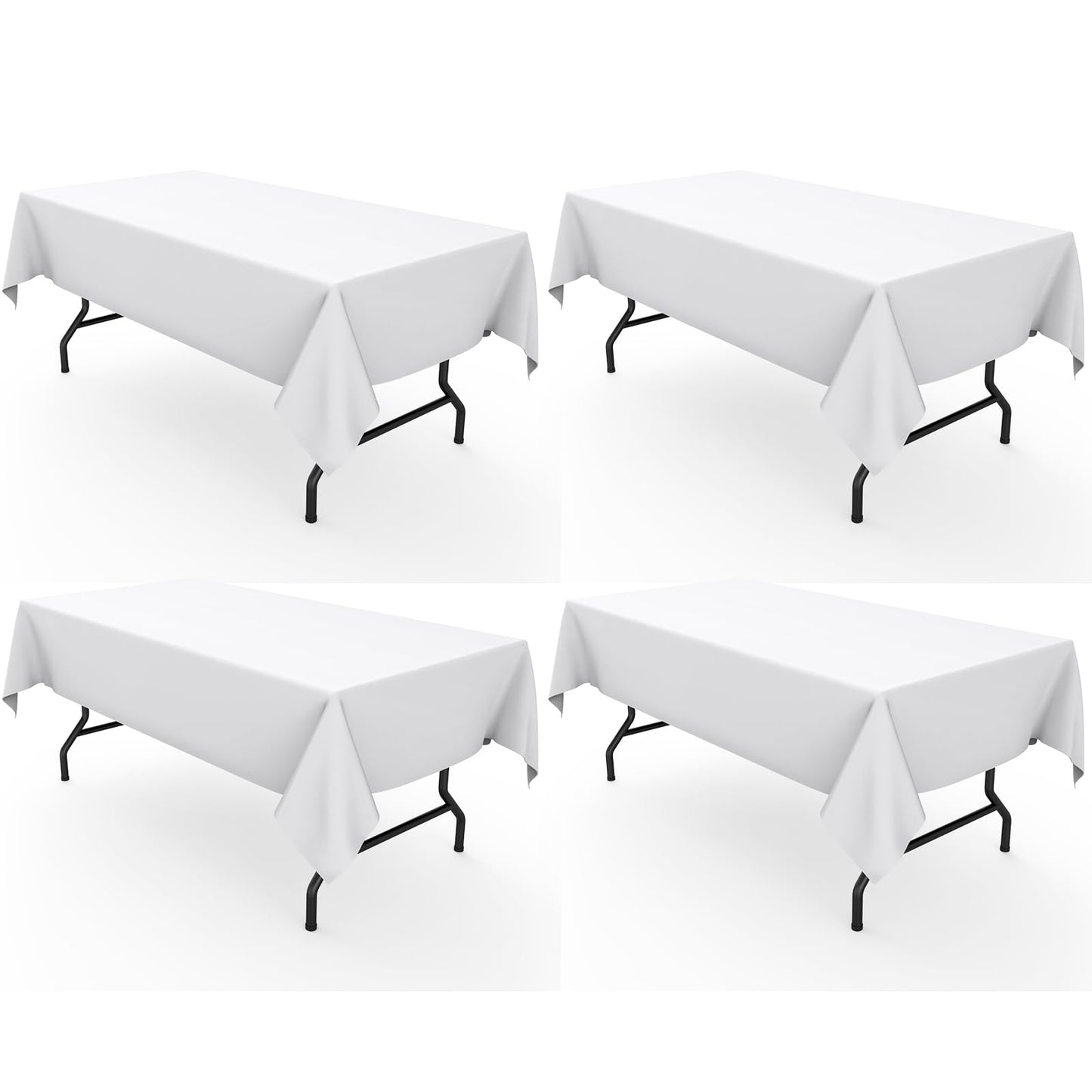 Pureegg Rectangle Table Cloth 60" x 102" – Durable Polyester Tablecloth Offers Reusable & Washable Protection, Ideal for Outdoor Party, Picnic, Wedding, Banquet and Birthday, 4 Pack, White