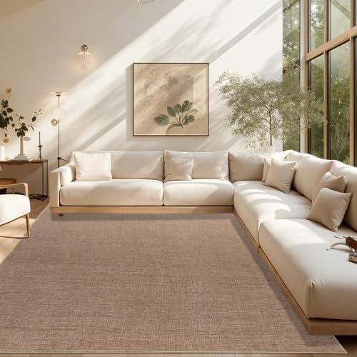 6' x 9' Outdoor Indoor Jute Rug with Non-Slip Backing - Farmhouse Neutral Washable Carpet - Nature Variation