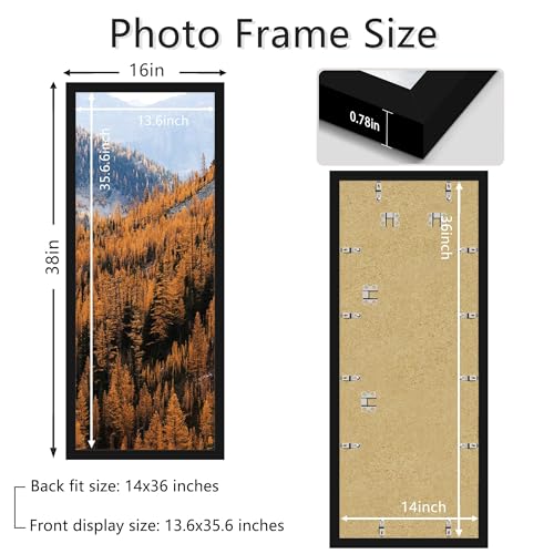 Picrit 14x36 Wall Mount Poster Frame - Black, Premium Engineered Wood