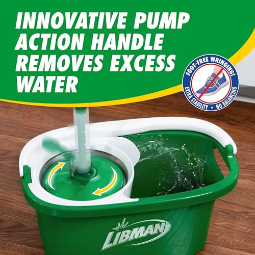 Libman Tornado Spin Mop System with Bucket & Wringer - Spin Mop Plus 1 Refill