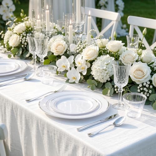 600 pcs Silver Disposable Dinnerware Set for 100 Guests – Wedding & Event Tableware