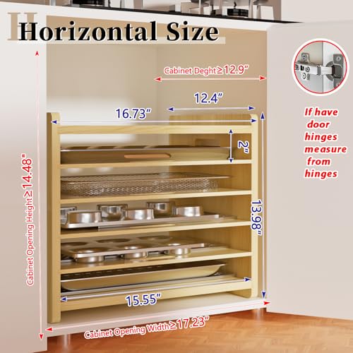 6 Tier Wooden Cabinet Tray Dividers - Adjustable Storage Organizer