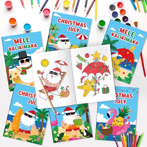 JAPBOR July Christmas Coloring Books - 24PCS Mini Summer Xmas Color