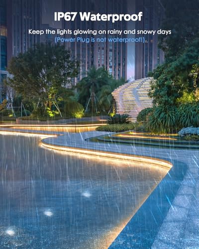 Samsion Waterproof 100FT/30M Outdoor LED Rope Light Warm White AC 110V-120V IP67 Self-Adhesive