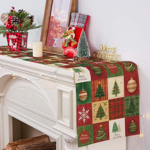 Siilues 13'' x 72'' Christmas Table Runner Xmas Trees Snowflakes Holiday Decor
