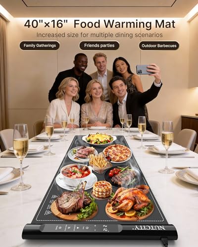 NUTCITY Extra Large Food Warming Mat 40x16 Inches with Insulation Pad, Rapid Heating