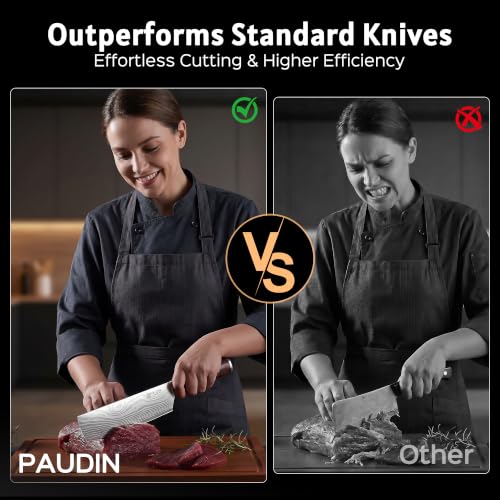 PAUDIN 7-Inch Nakiri Knife - Razor Sharp Vegetable & Meat Chef's Knife with Ergonomic Handle