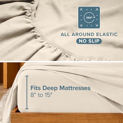 Bare Home King Flannel Sheet Set - 100% Cotton, Sand, King / 08
