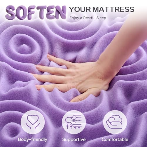 SINWEEK Twin XL Memory Foam Mattress Topper 2 Inch Violet - Pressure Relief, Cooling Gel, CertiPUR-US Certified