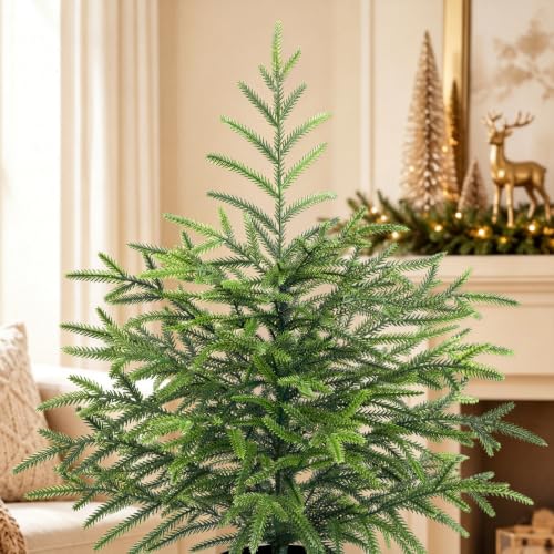 Yastouay 4 Ft Real Touch Christmas Tree with Lights - Norfolk Pine, Model 1
