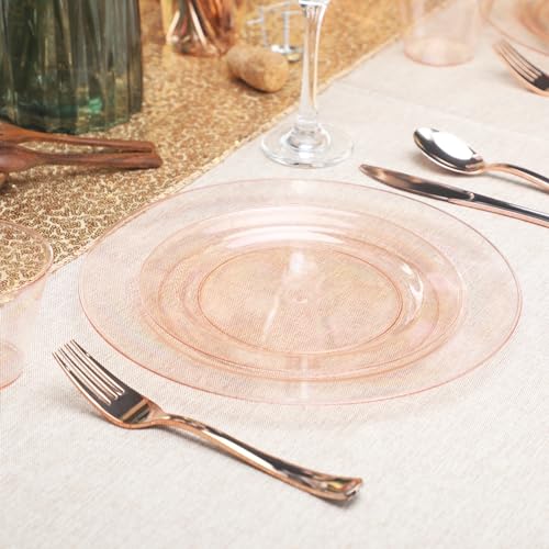 Homy Feel 100PCS Rose Gold Glitter Disposable Plates Set - Dinner & Dessert