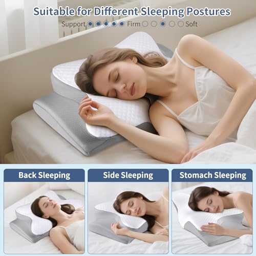 Bespillow White Cervical Pillow for Neck Pain Relief - Ergonomic Memory Foam for Side Sleepers