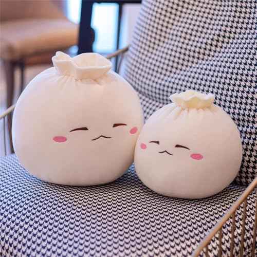 Dumpling Plush Pillow, Dumpling Stuffed Animal, Stuffed Bun Plush, Funny Food Toy Gifts for Kids Adults(6.3 * 12.2 in,Frown)