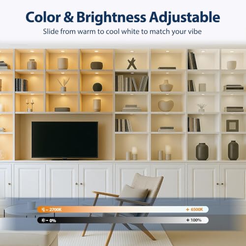 V4light Brown LED Puck Lights 8-Pack Smart Under Cabinet Lighting with Remote
