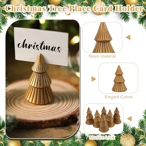 Antique Gold Christmas Tree Place Card Holders, 6-pack