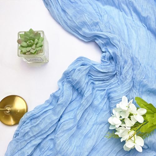 Baby Blue Cheesecloth Table Runner 10FT for Wedding Baby Shower Rustic Decor