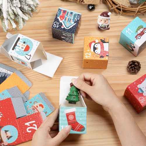 DIY Christmas Advent Calendar Boxes to Fill, 24 Empty Number Advent Calendar Boxes, 2025 Personalized Christmas Countdown Calendar Gift Boxes for Kids Family Friends, XMAS Holiday Decorations