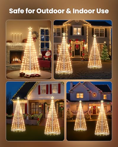 6ft Outdoor LED Cone Christmas Tree with 265 Lights & Remote