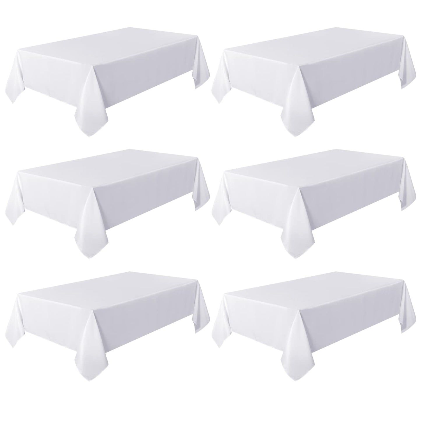 sancua 6 Pack White Tablecloth 60 x 120 Inch, Rectangle Table Cloth for 8 Feet Tables - Stain and Wrinkle Resistant Washable Polyester Table Cover for Dining Tables, Buffet Parties and Camping