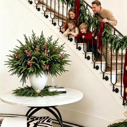 DERJLY 24 Pack 18-Inch Norfolk Pine Branches Real Touch Green-24pcs