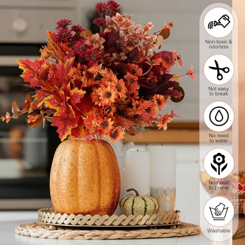Thiccywoov Fall Mix Artificial Flowers - 40 Bundles Outdoor Decor