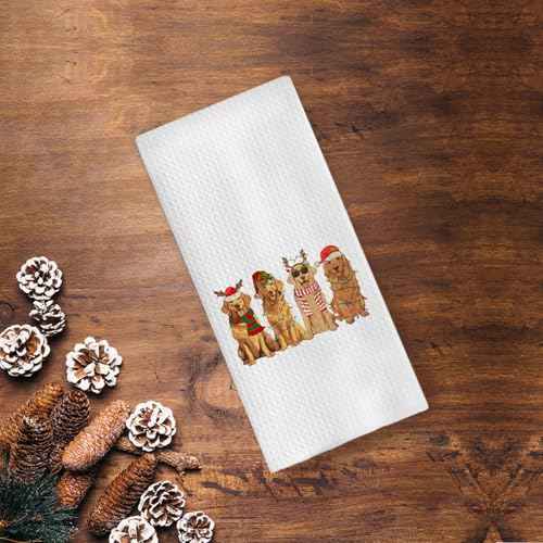 Golden Retriever Waffle Decorative Dish Towels - Golden Retriever Gifts, Hand Tea Towels, Women's Gifts, 16x24 Inches