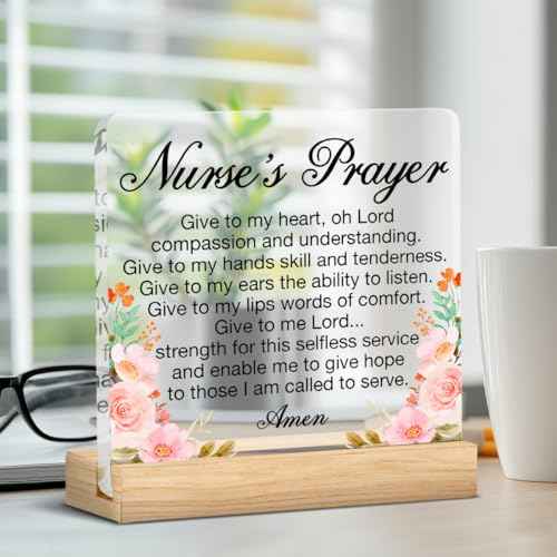 Nurse Gifts for Women, Inspirational Gifts for Nurse RN Nurse Students, Nursing Gifts Nurse's Prayer Acrylic Desk Sign Decor