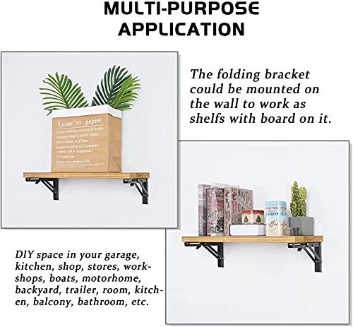 AUTOHJ 24 Inch Folding Shelf Brackets - Heavy Duty Wall Mounting Shelf Supports, 4 Pack