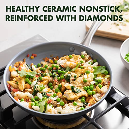 12-Inch Ceramic Nonstick Frying Pan Skillet with Lid - Hard Anodized, PFOA-Free