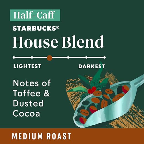 Starbucks Half-Caff House Blend K-Cup Coffee Pods - 10 Count Pack of 6