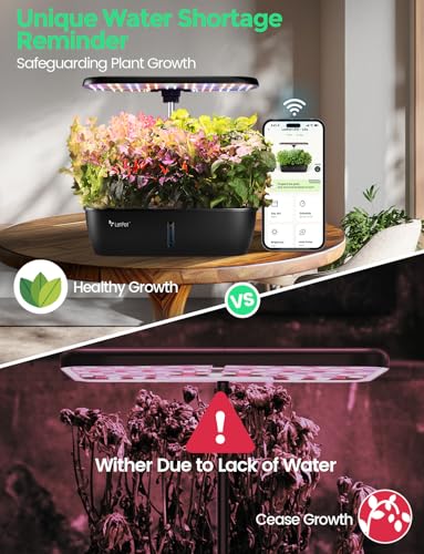 LETPOT Hydroponics Growing System with 12 Pods, App & WiFi Control, 24W LED, Black