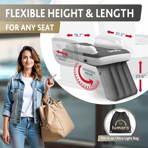 LUMARA Grey Toddler Inflatable Airplane Bed - No Pump Travel Baby Mattress