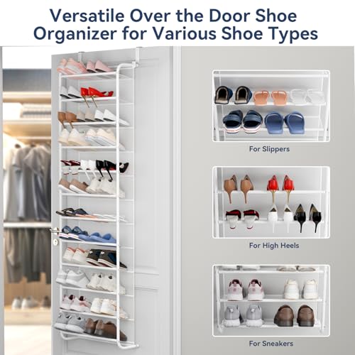 White Over The Door Shoe Organizer 12 Tiers 36-Pair Capacity - Whitmor