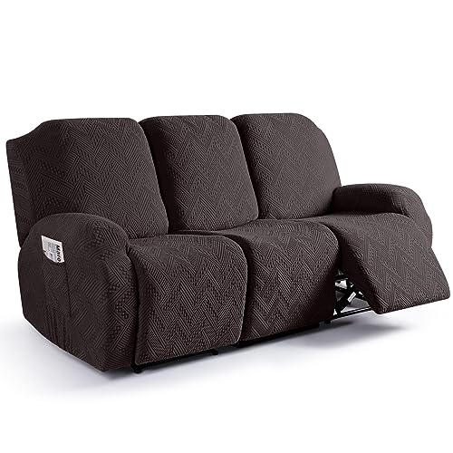 Ruaozz Recliner Couch Cover 3 Seater - Soft Stretch Chocolate Slipcover