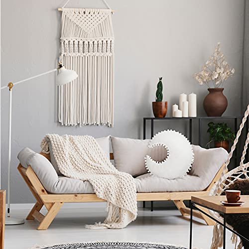 Jetec 2 Pieces Star Pillow Moon Shaped Pillow Creative Star Moon Plush Pillows Soft Decorative Nursery Pillow Set for Kids Girls Boys Birthday Baby Shower (White)