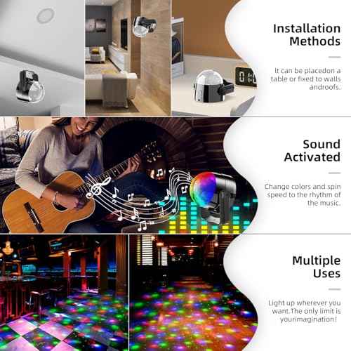 LED Disco Ball Light with Remote -2 Sets of RGBW Multi-Color Flashing Dance Table Lamps, Suitable for Birthdays, Christmas£¬Weddings KTV£¬Bar - Dance Projection Party Light.
