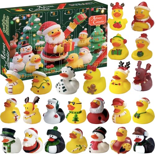 Christmas Advent Calendar Rubber Ducks 24 Days Kids Gift Holiday Countdown Toy