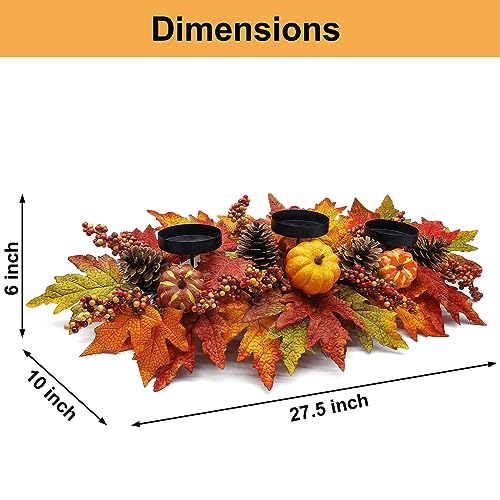 Fall Centerpiece Table Decorations with Artificial Pumpkins and Autumn Leaves - Pumpkin Variation, 27.5"