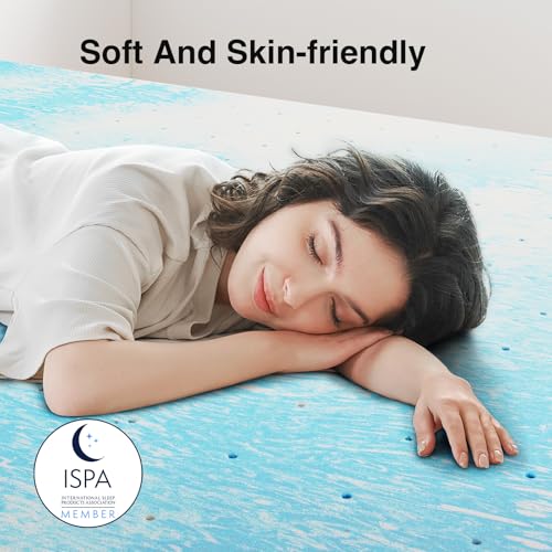 Blue Novilla Twin Memory Foam Mattress Topper 3 Inch Cooling Gel Ventilated