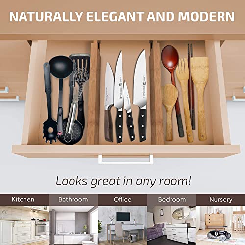 Bambüsi Bamboo Drawer Dividers 16-22 Inch High Organizer Set - Natural Wood