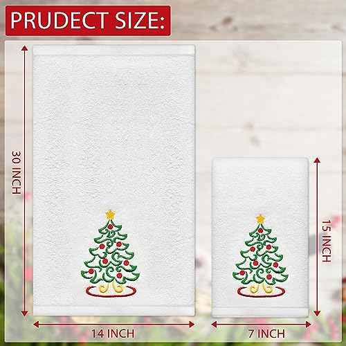 Hexagram Christmas Hand Towels for Bathroom, Embroidered Christmas Bath Towels, Cotton Soft Hand Towel, Xmas Decor for Bathroom