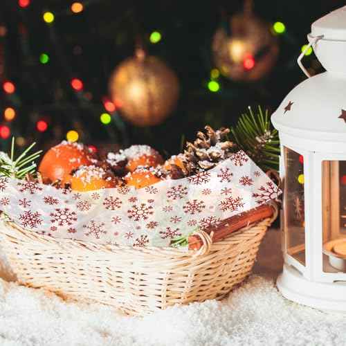WorldBazaar Christmas Wax Paper Sheet 100PCS Snowflakes Parchment Paper Christmas Food Wrapping Paper Wax Baking Liner Christmas Party Supplies