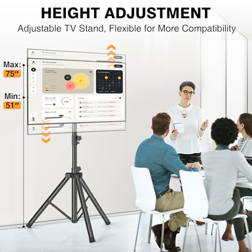 Tripod TV Stand for 23-75 Inch Flat & Curved Screens Up to 100 lbs - No Shelf, Tilt